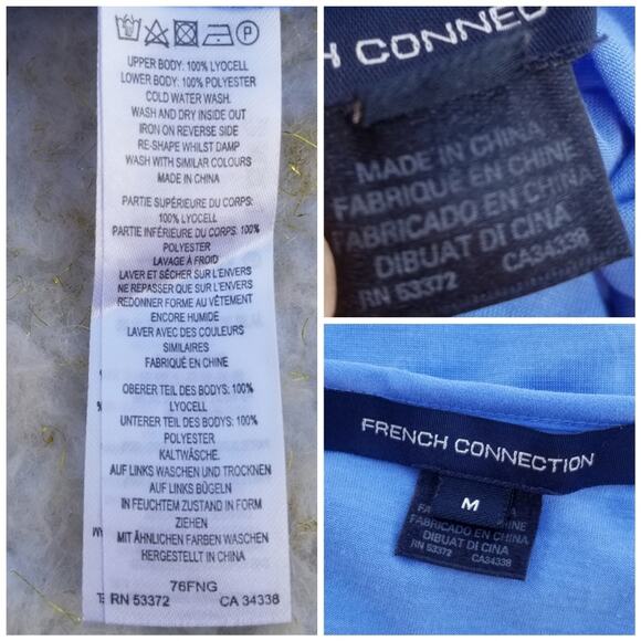 Blue Crochet Accent Tank Top French Connection Size M Sleeveless Top Medium - Picture 4 of 8